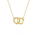Minimalist Twisted Double-Ring Pendant Necklace — Women's Collarbone Chain Jewelry featuring Cubic Zirconia | Ideal for Anniversaries or Birthday Parties | Includes Exquisite Packaging