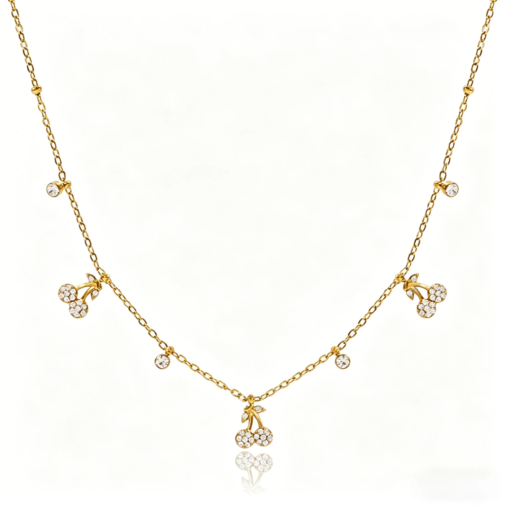 6cc91feb-394a-4db8-82db-1f1fea613f89-tuya 18K Gold Cherry Pendant Necklace for Women — Summer Seaside Style Casual Jewelry (Size: 40cm + 5cm Extension Chain) - Image 1