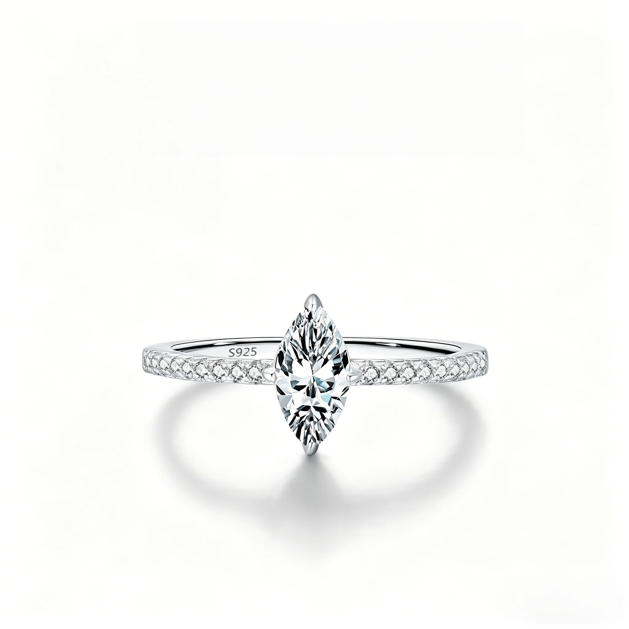 f8fee21d-cbf6-4ae5-8618-b945756f42c2-tuya S925 Sterling Silver Marquise-Cut Moissanite Ring for Women | D Color, VVS1 Clarity | Wedding Jewelry, Anniversary Gift, or the Perfect Gift for Your Wife | Sizes 5–9 | Includes Exquisite Packaging - Image 1