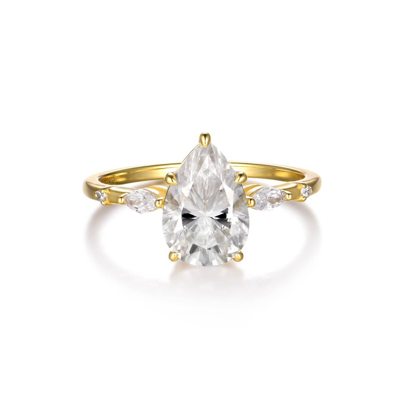 O1CN016wSWl22NDzyTKo0N5_!!3878509930-0-cib S925 Sterling Silver 2-Carat Moissanite VVS1 Teardrop Ring — Anniversary Gift - Image 1