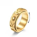 Titanium Steel Stress-Relieving Rotating Ring | Sun/ Moon/ and Stars Design | Unisex | Sizes 6-13 | The Perfect Gift for Yourself or a Friend