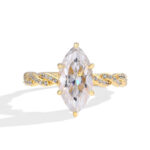 14K Gold-Plated 2-Piece Marquise and 5A Zircon Ring Set – Anniversary Gift