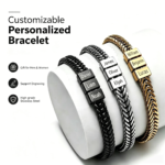 Customizable Engraved Stainless Steel Double-Weave Bracelet for Men and Women – Personalized Jewelry & Holiday Gift