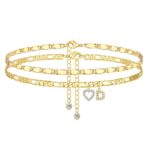 14K Gold Plated Heart-Shaped Women's Anklet (A-Z) | Versatile Summer Accessory | Suitable for Beach Walks/Vacations and Everyday Wear
