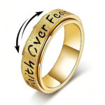 Tài gāng lìzhì xuánzhuǎn jièzhǐ | “Faith Over Fear” xìnniàn kēzì shèjì 35 Titanium Steel Inspirational Spinner Ring | "Faith Over Fear" Engraved Design
